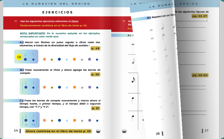 Interior del cuaderno de práctica — ejercicios